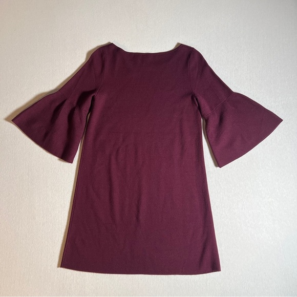 Anthropologie Moth Chester Dress w/ Bell Flare Sleeves in Red Plum Purple, Small - Picture 2 of 9